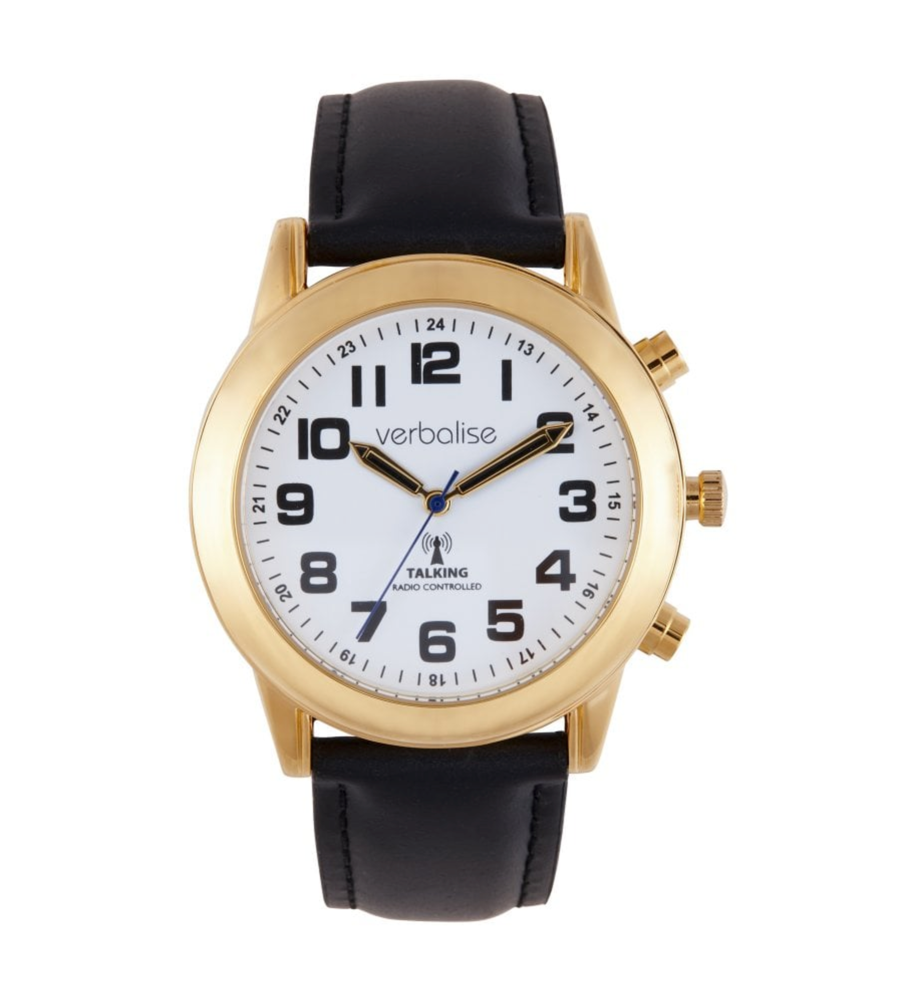 Mens Radio Controlled Calendar Talking Watch Gold Plated