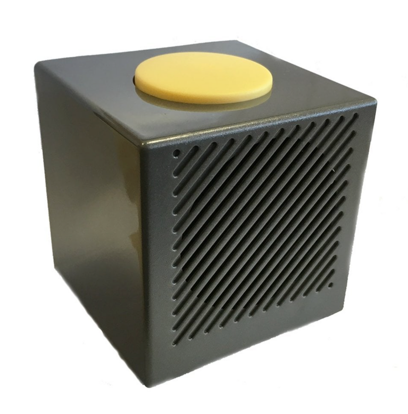 CC36 - Gray Cube Talking Clock BIG Yellow Button with Alarm and Volume Control