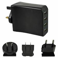 Travel Quad Plug USB  4 Port Charger