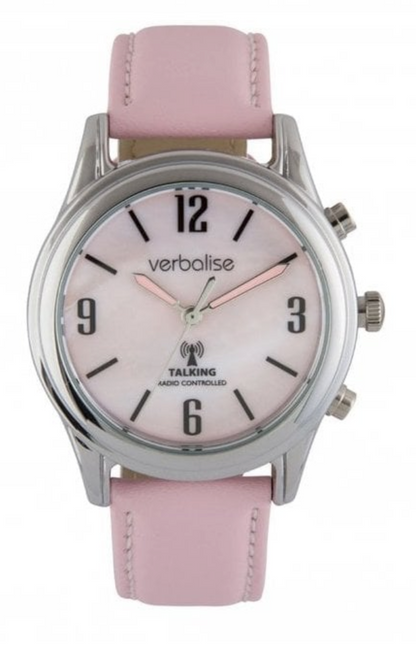 VLRC-207 Ladies Radio Controlled Talking Watch with Pink Leather Strap