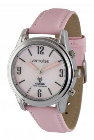 VLRC-207 Ladies Radio Controlled Talking Watch with Pink Leather Strap