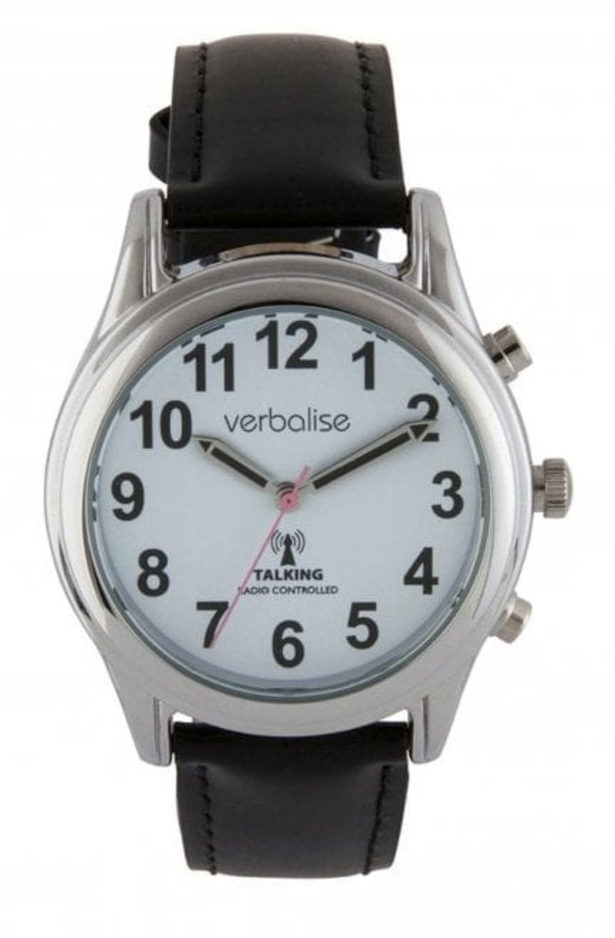 Ladies Talking Watch VLRC-209LBK with black leather strap