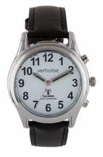 Ladies Talking Watch VLRC-209LBK with black leather strap