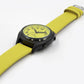 VBK93-SUN Unisex Easy-See Yellow Face Radio Controlled Talking Watch with Date, Alarm, Genuine Leather Yellow Strap