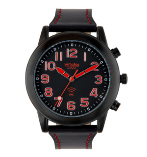 Mens Urban Talking Watch with Black Leather Pin or Expanding Strap