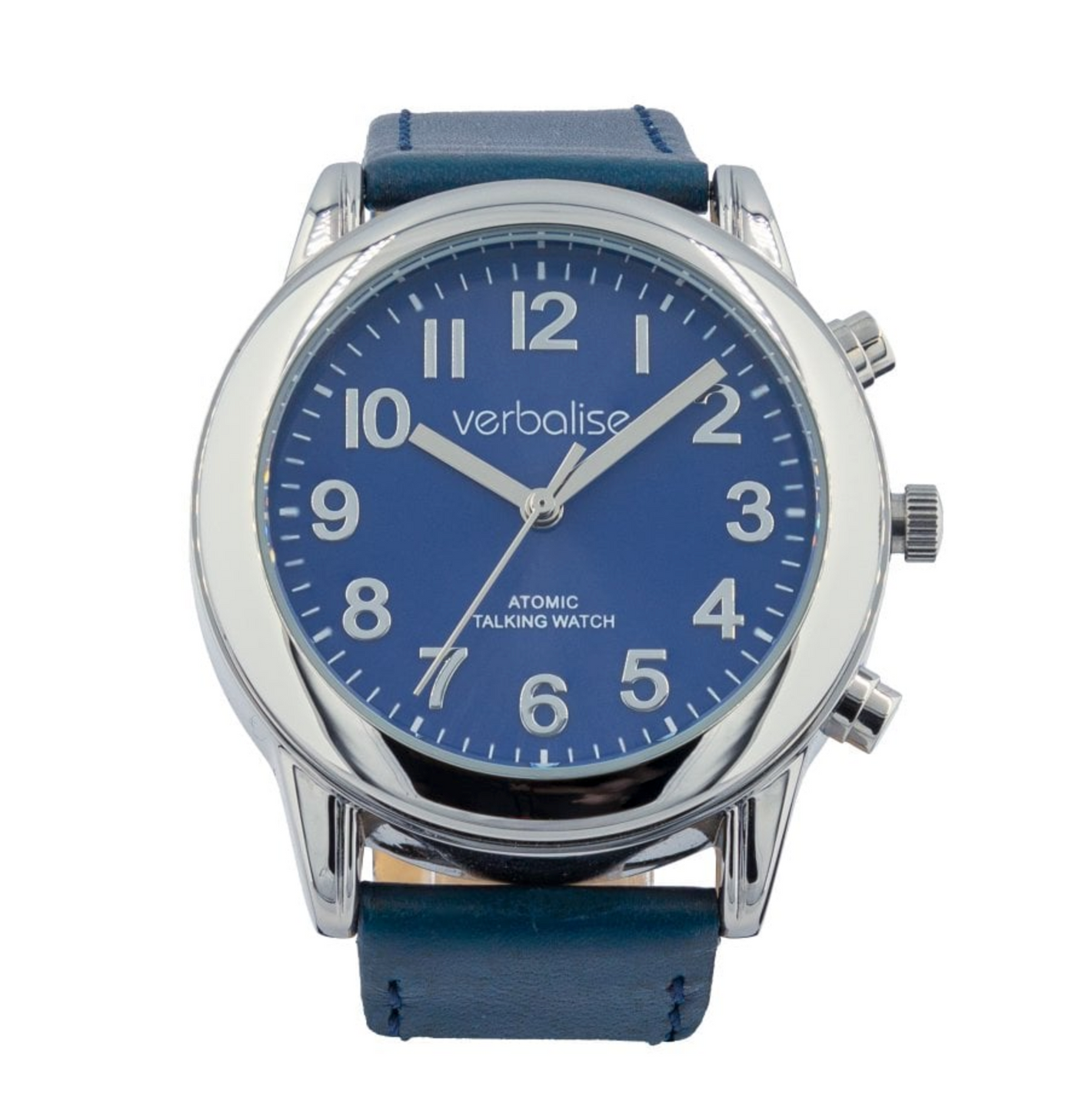 Men's Radio Controlled Talking Watch with Date, Alarms, stylish blue dial