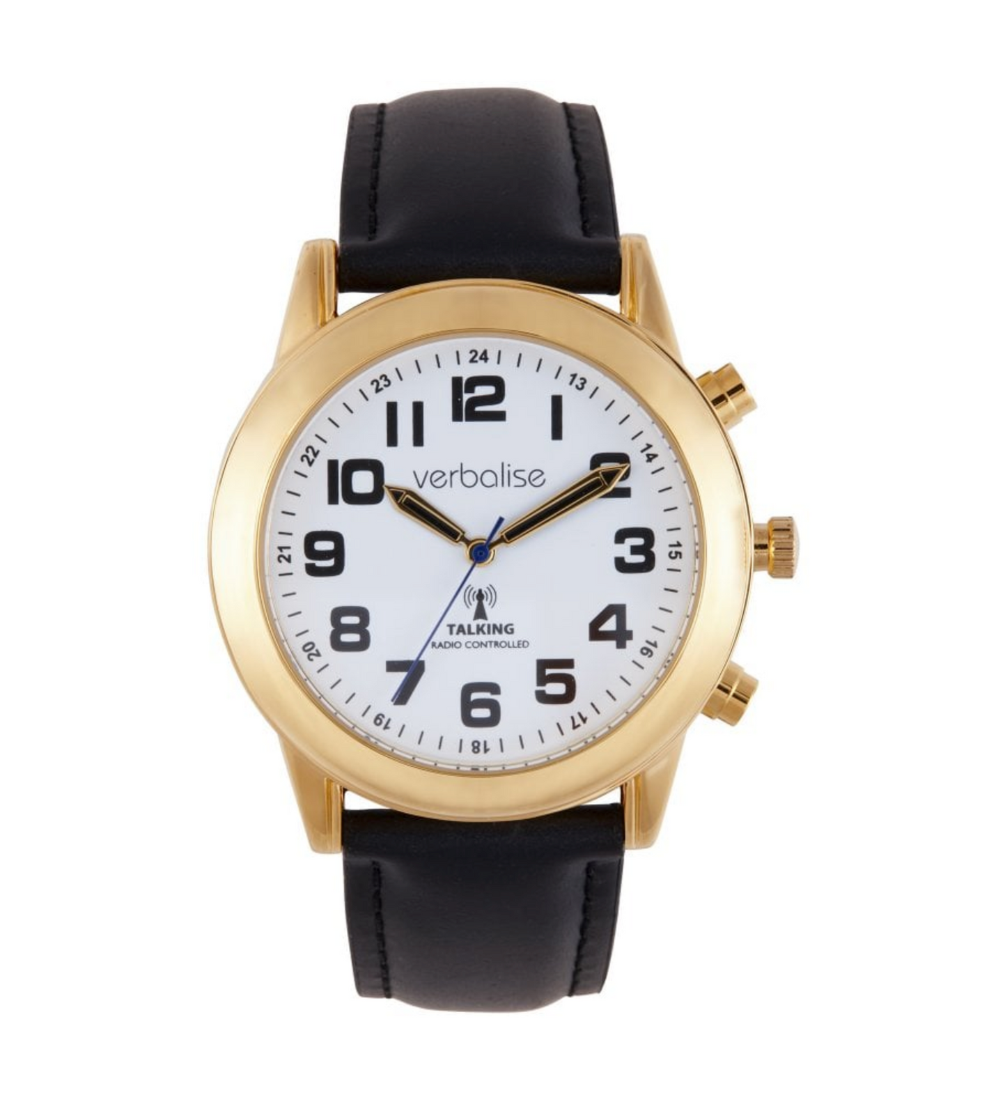 Mens Radio Controlled Calendar Talking Watch - Gold Plated