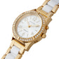 VSWA-GCT - Ladies Gold Plated Talking Watch Embellished with 42 Swarovski Crystals and Easy-open Z Clasp Tiled Strap