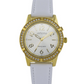 VSWA-GCT - Ladies Gold Plated Talking Watch Embellished with 42 Swarovski Crystals and Easy-open Z Clasp Tiled Strap