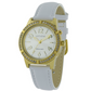 VSWA-GCT - Ladies Gold Plated Talking Watch Embellished with 42 Swarovski Crystals and Easy-open Z Clasp Tiled Strap