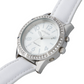 VSWA-S Ladies Silver Talking Watch Embellished with 42 Swarovski Crystals Easy Open Z Clasp Tiled Strap