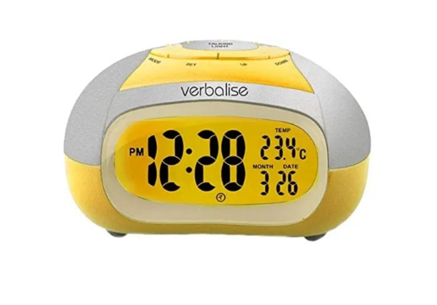 VTC-02 Large Yellow LCD Time and Date Talking Clock Talking Temperature Alarm