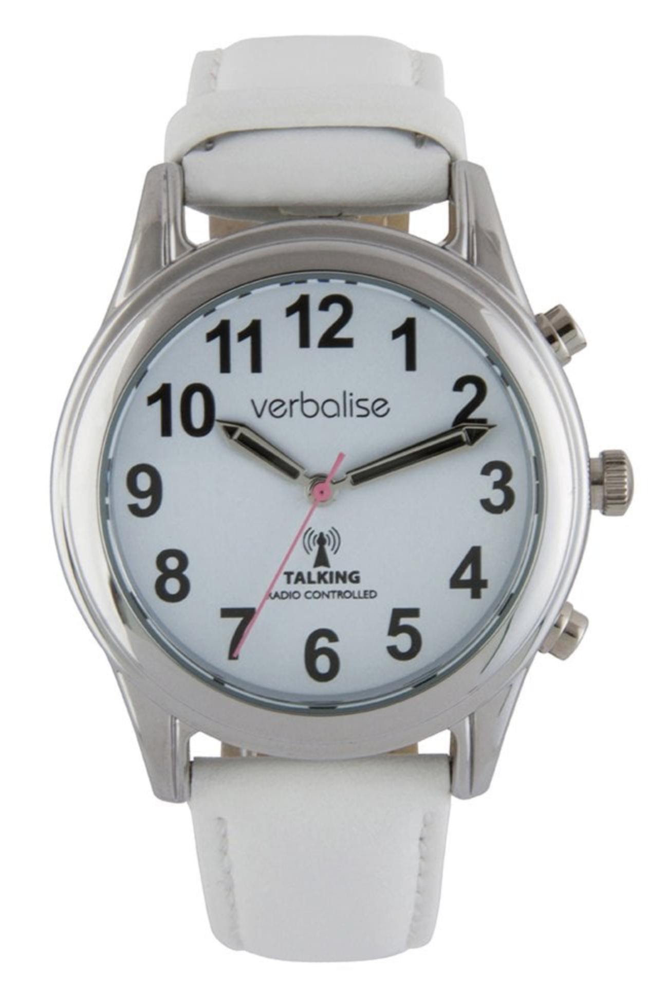 Ladies Talking Watch VLRC-209LW with white leather watch strap